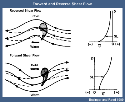 Comparison of reverse and forward shear flow in the development of polar lows. 