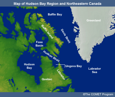 Map of Hudson Bay Region, Northeastern Canada