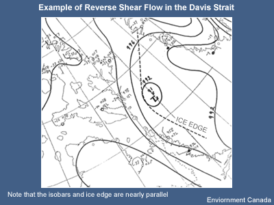 Example of Reverse Shear Flow in the Davis Strait